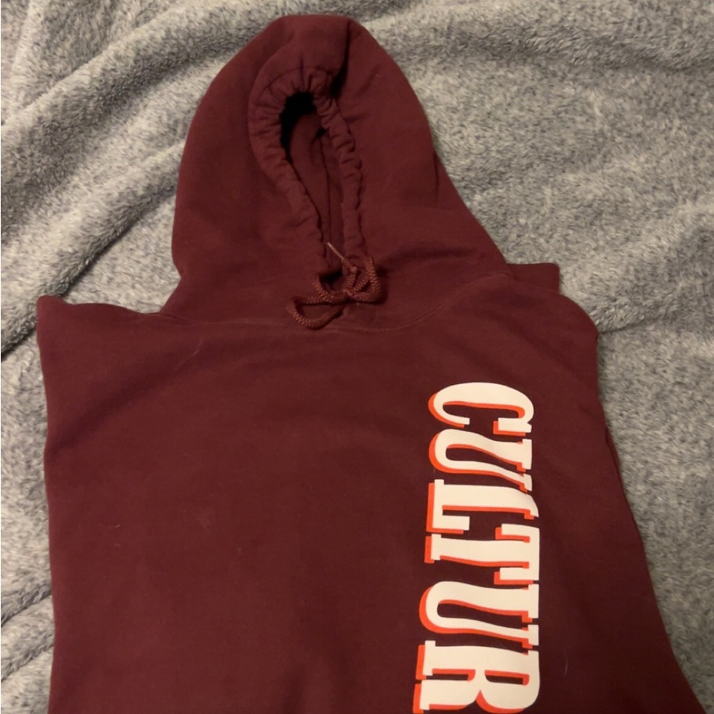 Red and White Hoodie with Text